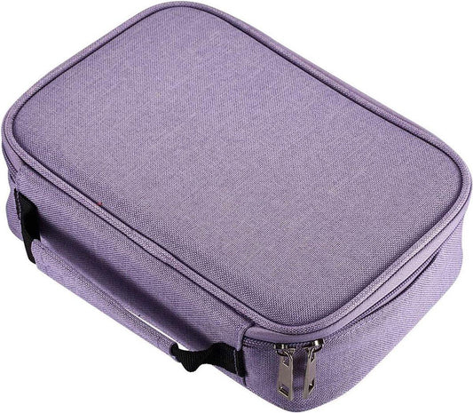 AMGOMH 72-slot pencil case, large capacity, student stationery, colored pencils, with inner pocket for small gadgets (purple).