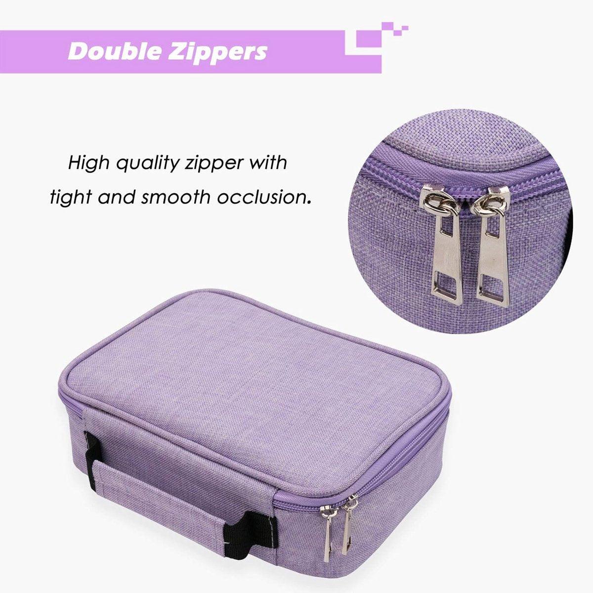 AMGOMH 72-slot pencil case, large capacity, student stationery, colored pencils, with inner pocket for small gadgets (purple).