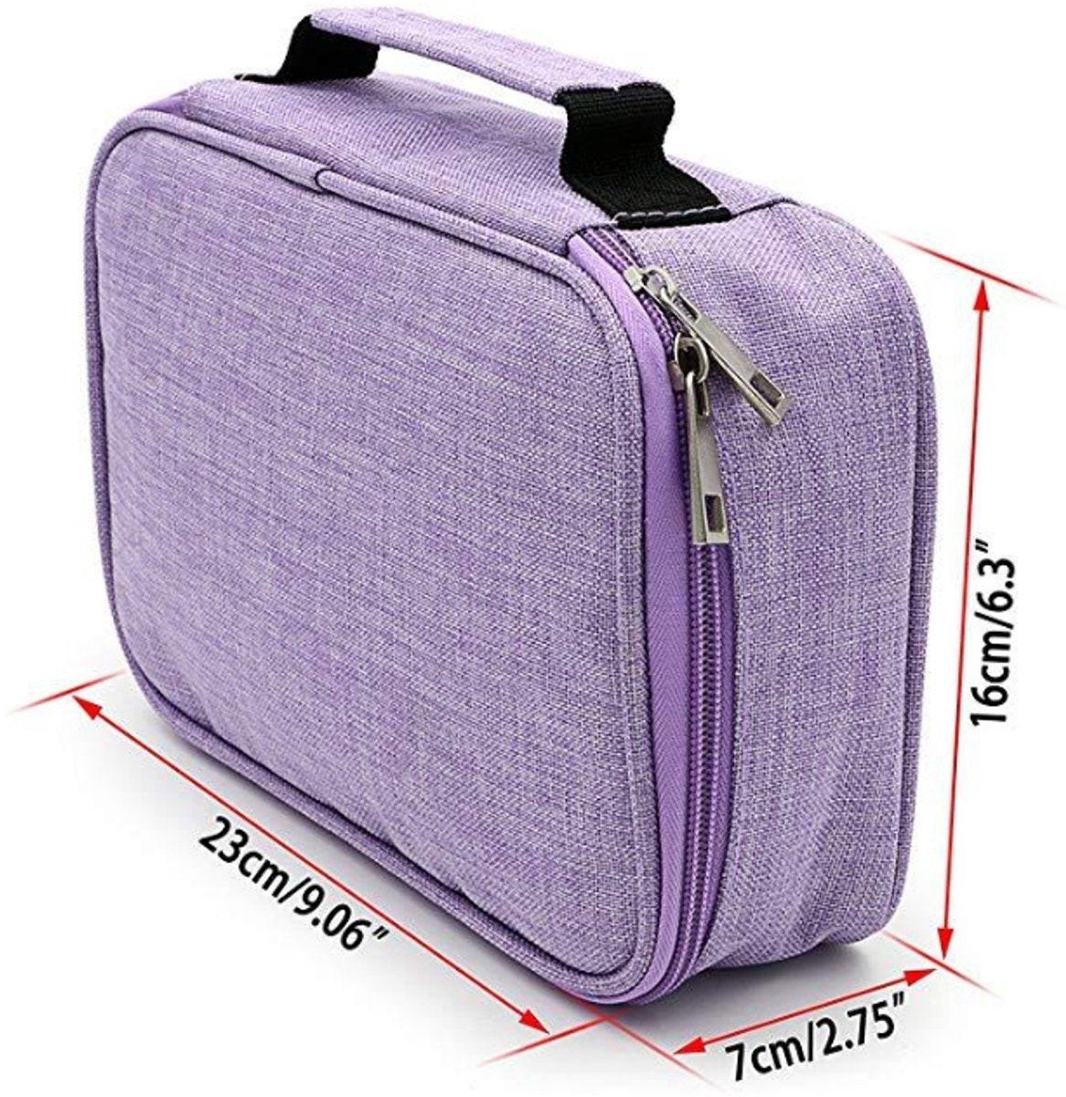 AMGOMH 72-slot pencil case, large capacity, student stationery, colored pencils, with inner pocket for small gadgets (purple).