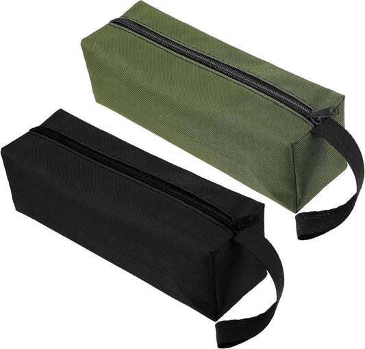 Pack of 2 10" x 3.1" zippered canvas tool bags, wear-resistant flat bottom portable tool pouch - multifunctional storage bag for tools, gadgets, cosmetics, stationery..