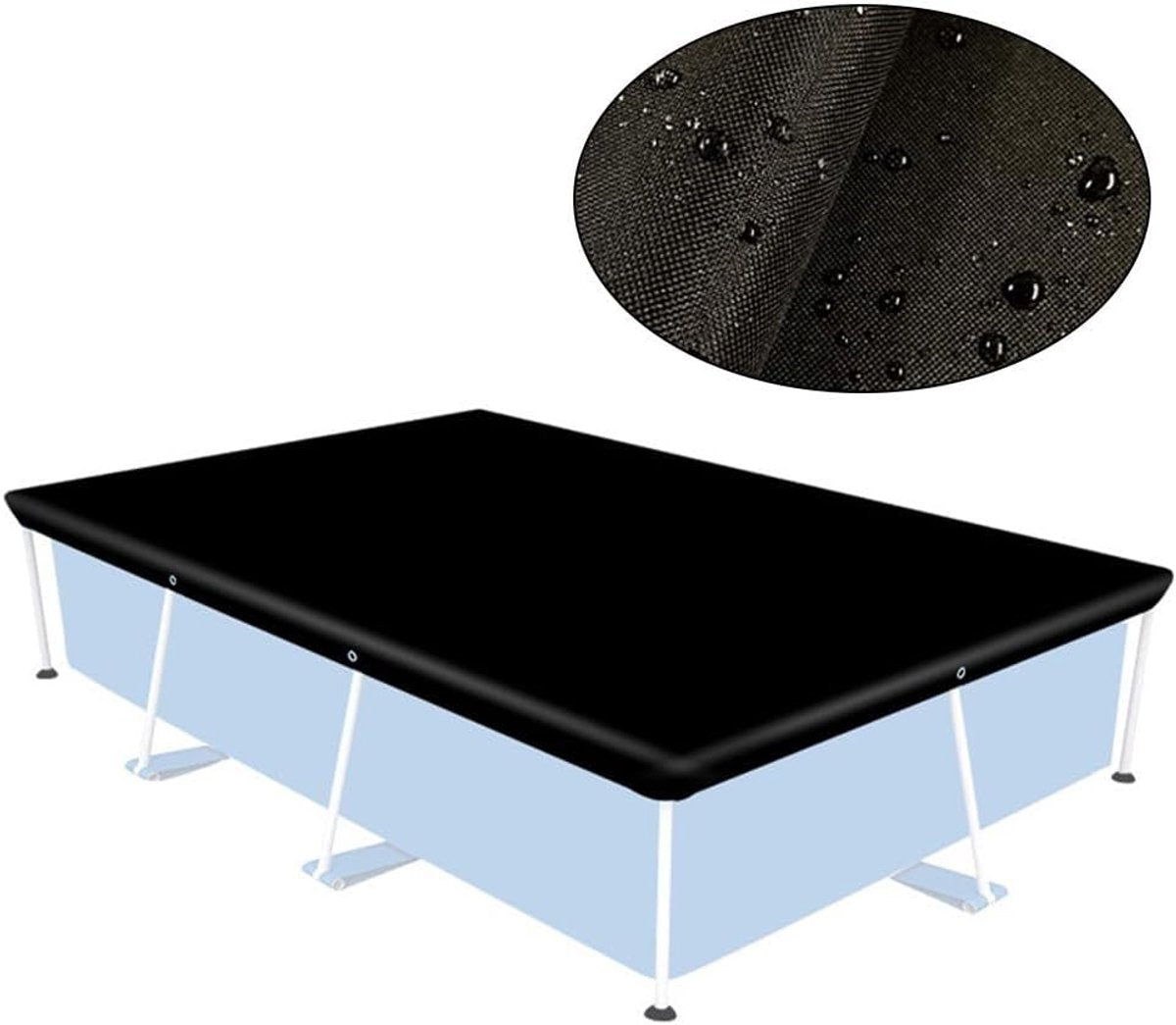 Waterproof cover - Dust cover - Outdoor pool cover 221 x 150 cm Black Oxford fabric - UV protection - Waterproof, heat-reflective - Dust cover