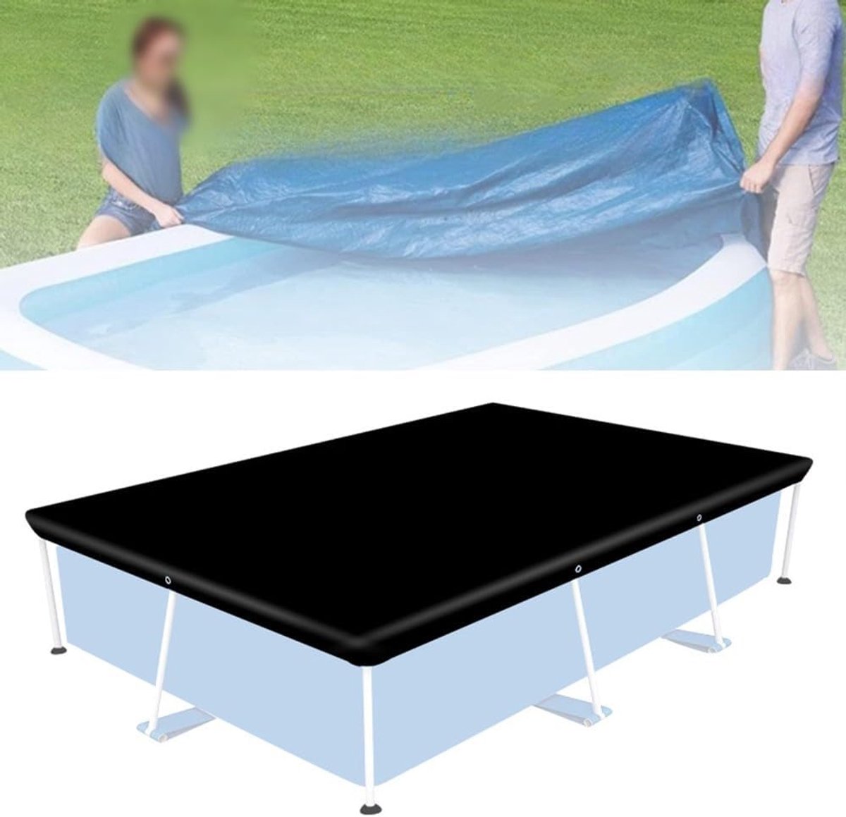 Waterproof cover - Dust cover - Outdoor pool cover 221 x 150 cm Black Oxford fabric - UV protection - Waterproof, heat-reflective - Dust cover