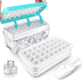 Frozen Ice Cube Trays - Food Grade Ice Cube Molds with Lids - Ice Cube Molds - 2 Layers, Blue - Releases all ice cubes in one second - Ice Cube Molds