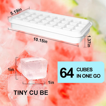 Frozen Ice Cube Trays - Food Grade Ice Cube Molds with Lids - Ice Cube Molds - 2 Layers, Blue - Releases all ice cubes in one second - Ice Cube Molds
