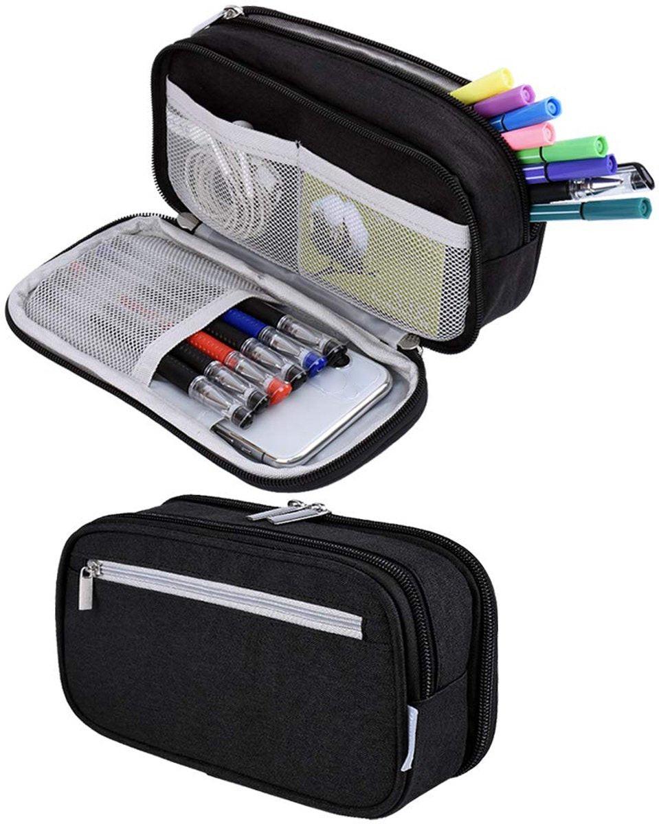 Large Capacity Pencil Case - School Pencil Case - Storage Case - Large Capacity Pencil Case for Boys and Girls - Student Office Supplies - Black.