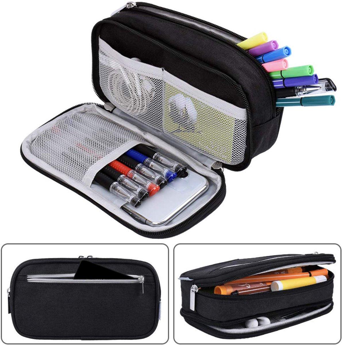 Large Capacity Pencil Case - School Pencil Case - Storage Case - Large Capacity Pencil Case for Boys and Girls - Student Office Supplies - Black.