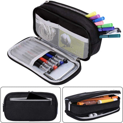 Large Capacity Pencil Case - School Pencil Case - Storage Case - Large Capacity Pencil Case for Boys and Girls - Student Office Supplies - Black.