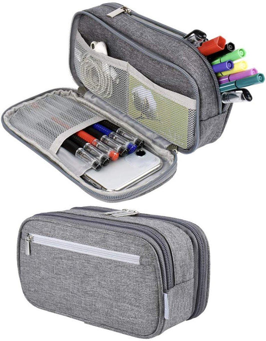Large Capacity Pencil Case - School Pencil Case - Storage Case - Large Capacity Pencil Case for Boys and Girls - Student Office Supplies - Grijs.