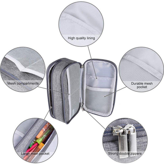 Large Capacity Pencil Case - School Pencil Case - Storage Case - Large Capacity Pencil Case for Boys and Girls - Student Office Supplies - Grijs.