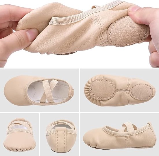 Women's Ballet Shoes â Ballet Shoes for Girls â Beige â Soft PU Leather Dance Shoes with Non-Slip Sole â Suitable for Ballet, Yoga & Home Use â For 13.5 UK Child.