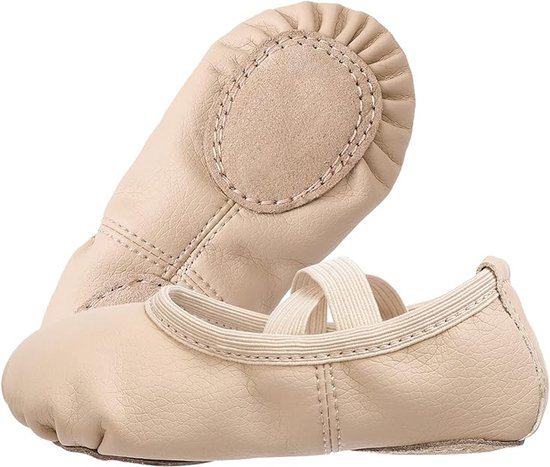Women's Ballet Shoes â Ballet Shoes for Girls â Beige â Soft PU Leather Dance Shoes with Non-Slip Sole â Suitable for Ballet, Yoga & Home Use â For 13.5 UK Child.