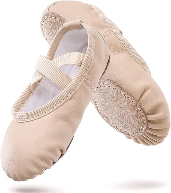 Women's Ballet Shoes â Ballet Shoes for Girls â Beige â Soft PU Leather Dance Shoes with Non-Slip Sole â Suitable for Ballet, Yoga & Home Use â For 4 UK.
