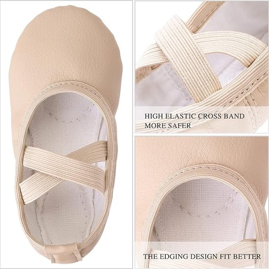 Women's Ballet Shoes â Ballet Shoes for Girls â Beige â Soft PU Leather Dance Shoes with Non-Slip Sole â Suitable for Ballet, Yoga & Home Use â For 4 UK.