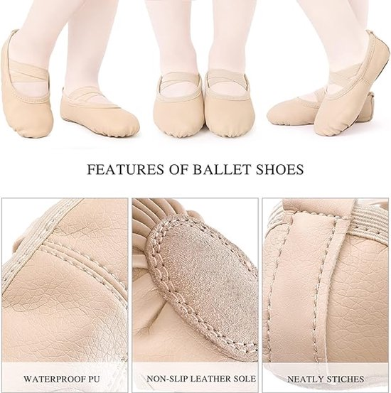 Women's Ballet Shoes â Ballet Shoes for Girls â Beige â Soft PU Leather Dance Shoes with Non-Slip Sole â Suitable for Ballet, Yoga & Home Use â For 4 UK.