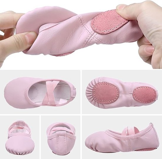 Women's Ballet Shoes â Ballet Shoes for Girls â Purple-Pink â Soft PU Leather Dance Shoes with Non-Slip Sole â Suitable for Ballet, Yoga & Home Use â For 5 UK Child.