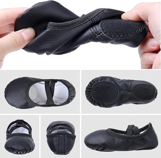 Women's Ballet Shoes â Ballet Shoes for Girls â Black â Soft PU Leather Dance Shoes with Non-Slip Sole â Suitable for Ballet, Yoga & Home Use â For 5 UK Child.