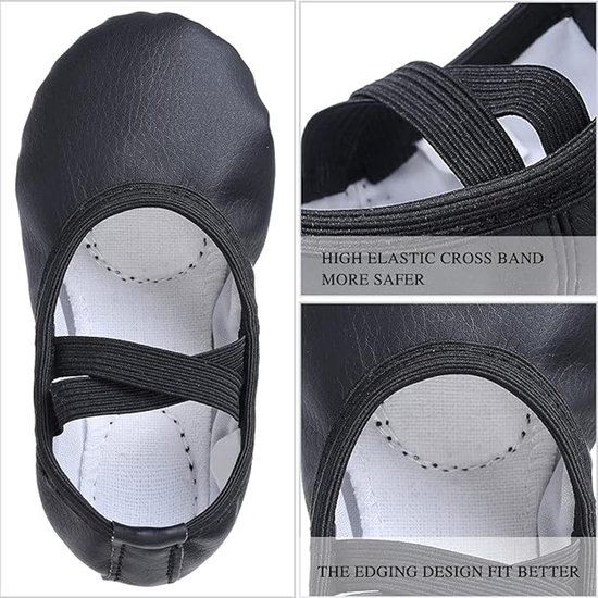 Women's Ballet Shoes â Ballet Shoes for Girls â Black â Soft PU Leather Dance Shoes with Non-Slip Sole â Suitable for Ballet, Yoga & Home Use â For 1 UK.
