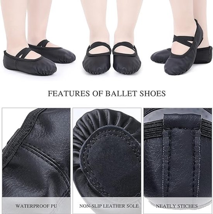 Women's Ballet Shoes â Ballet Shoes for Girls â Black â Soft PU Leather Dance Shoes with Non-Slip Sole â Suitable for Ballet, Yoga & Home Use â For 1 UK.
