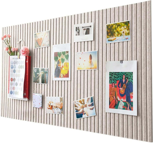 Self-adhesive Photo Board, Decorative Felt and Cork Wall Panel for Photos and Messages, Acoustic Panels Bulletin Board, Light Camel