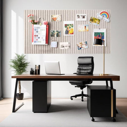 Self-adhesive photo board, decorative felt and cork wall panel for photos and messages, acoustic panels bulletin board for home and office, Moonlight Gray