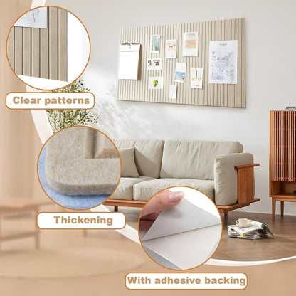 Self-adhesive photo board, decorative felt and cork wall panel for photos and messages, acoustic panels bulletin board for home and office, Moonlight Gray