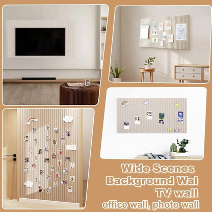 Self-adhesive photo board, decorative felt and cork wall panel for photos and messages, acoustic panels bulletin board for home and office, Moonlight Gray