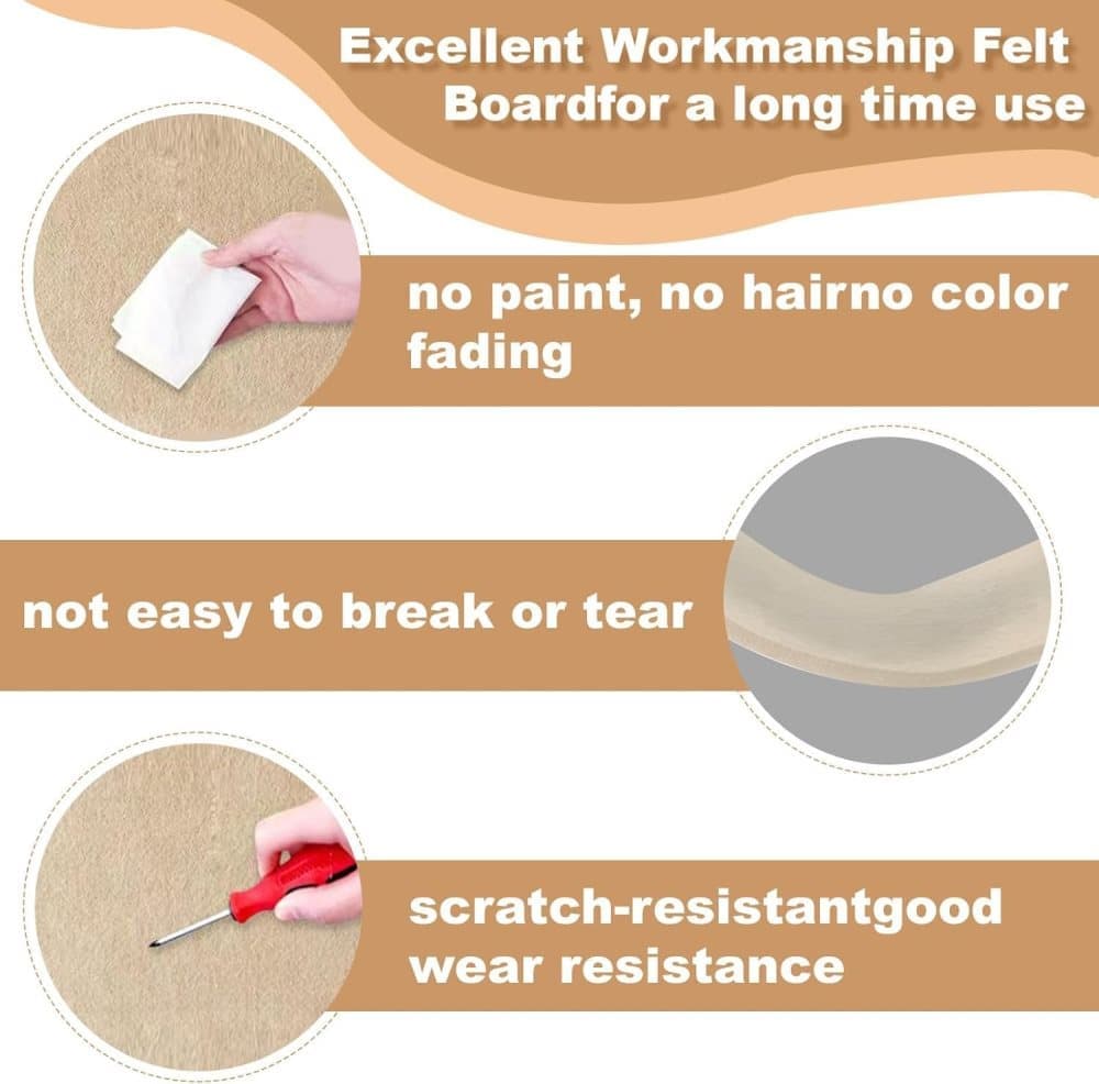 Self-adhesive photo board, decorative felt and cork wall panel for photos and messages, acoustic panels bulletin board for home and office, Moonlight Gray