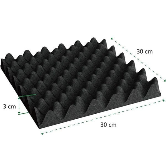 12 Acoustic Panels, 30x30x3cm - Self-Adhesive High Density Sound Absorbing Wall Tiles for Effective Sound Insulation