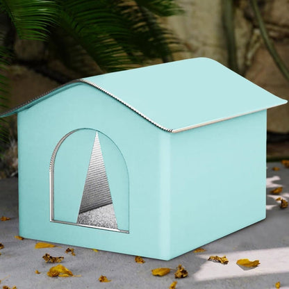 1 Pack Waterproof Insulated Outdoor Cat House for Homeless Cats and Small Animals, 36 x 36 x 36cm, Blue