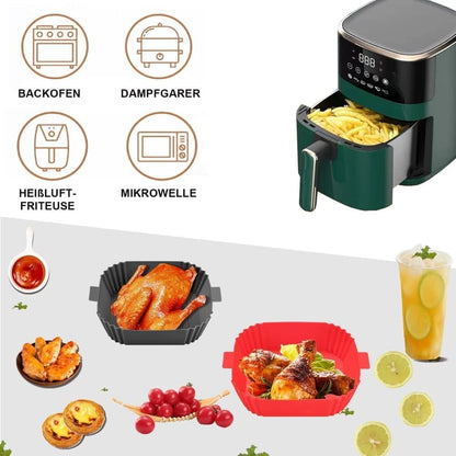 2-Pack Air Fryer Silicone Basket, Non-Stick Reusable Easy to Clean, Gray