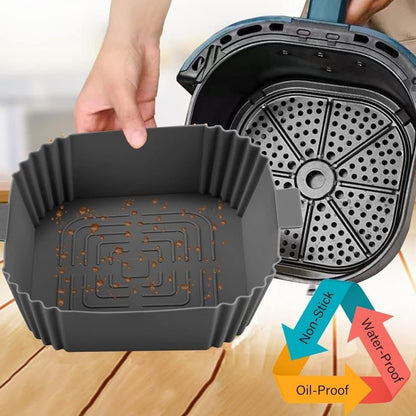 2-Pack Air Fryer Silicone Basket, Non-Stick Reusable Easy to Clean, Gray