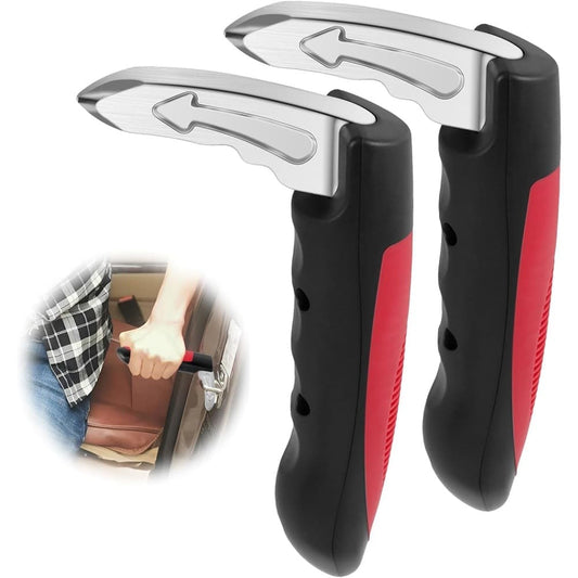 2 pcs Car Support Handles for Elderly, Emergency Hammer, Compatible with Vehicles, 12.5 x 3.1 inches, Red.