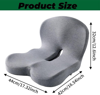 Ergonomic Memory Foam Seat Cushion with Lumbar Support and Tailbone Protection for Office Chairs, Driving and Home, Light Gray, L-Shaped.