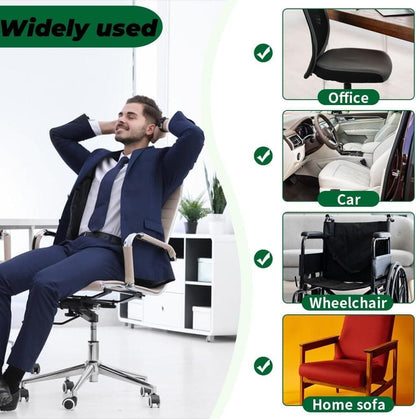 Ergonomic Memory Foam Seat Cushion with Lumbar Support and Tailbone Protection for Office Chairs, Driving and Home, Light Gray, L-Shaped.