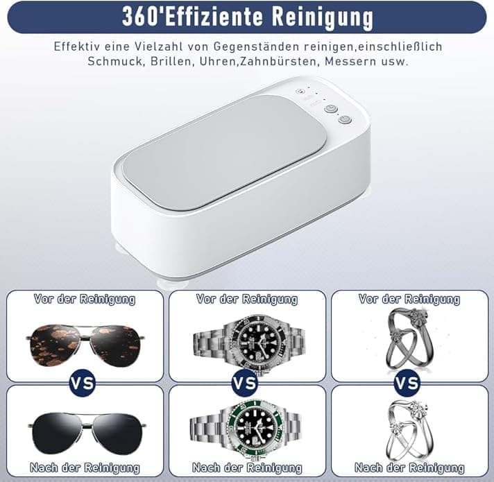 45000 Hz Ultrasonic Cleaner for Glasses Jewelry Dentures with 3 Cleaning Modes, Green