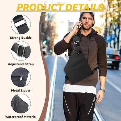 Anti-Theft Shoulder Bag Waterproof with Multiple Compartments, Unisex for Sports Travel and Excursions, Gold