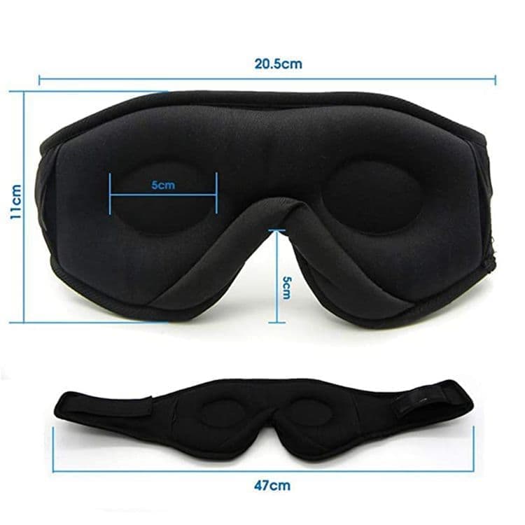 Bluetooth Sleep Headphones in Headband with Eye Mask, Wireless Stereo Music for Sleep and Relaxation, Black