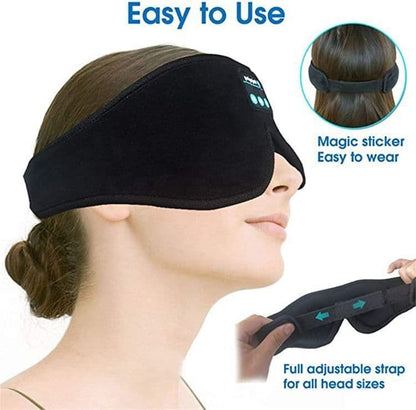 Bluetooth Sleep Headphones in Headband with Eye Mask, Wireless Stereo Music for Sleep and Relaxation, Black