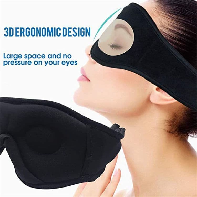 Bluetooth Sleep Headphones in Headband with Eye Mask, Wireless Stereo Music for Sleep and Relaxation, Black