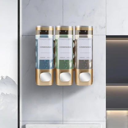 3-Pack Wall Mounted Soap Dispenser for Shampoo & Soap, 300ml x3, Gold