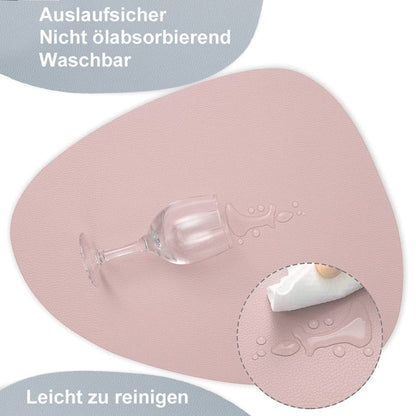 4-Pack Faux Leather Placemats Waterproof Non-Slip Easy-to-Dry Double-Sided, Pink, 12x18 Inches
