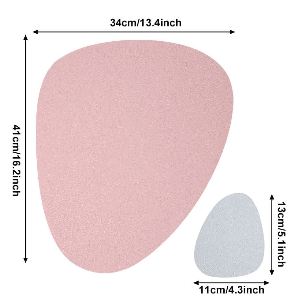 4-Pack Faux Leather Placemats Waterproof Non-Slip Easy-to-Dry Double-Sided, Pink, 12x18 Inches