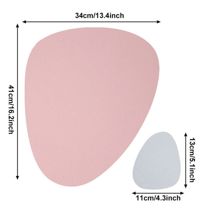 4-Pack Faux Leather Placemats Waterproof Non-Slip Easy-to-Dry Double-Sided, Pink, 12x18 Inches