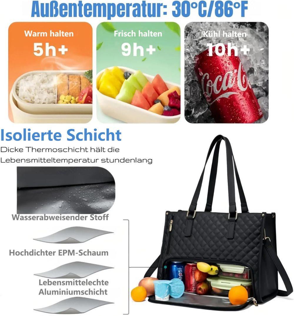 2-in-1 Insulated Leak-Proof Cooler Laptop Handbag and Lunch Bag, 15.6 inch, Light Brown