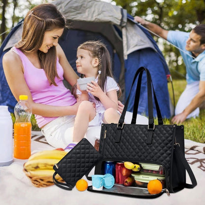 2-in-1 Insulated Leak-Proof Cooler Laptop Handbag and Lunch Bag, 15.6 inch, Light Brown