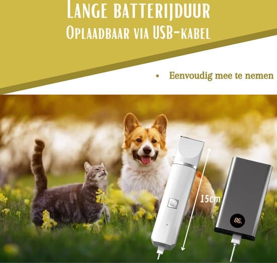 4-in-1 Cordless Dog Trimmer for Thick Fur with Nail Drill, 7 Accessories, Quiet and Silent, White, Compatible with All Dog Breeds