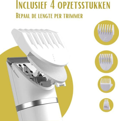 4-in-1 Cordless Dog Trimmer for Thick Fur with Nail Drill, 7 Accessories, Quiet and Silent, White, Compatible with All Dog Breeds