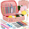 58-piece crochet hook set with ergonomic handles and yarn, includes crochet bag, 12cm