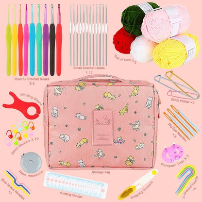 58-piece crochet hook set with ergonomic handles and yarn, includes crochet bag, 12cm