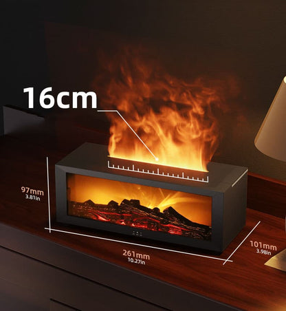 2-in-1 LED Humidifier with Fireplace Effect, 150ml Aromatherapy Diffuser, 3 Timer Settings, Remote Control, Quiet Operation, Black